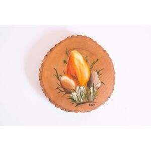 Hand Painted Mushroom Wood Slice Art